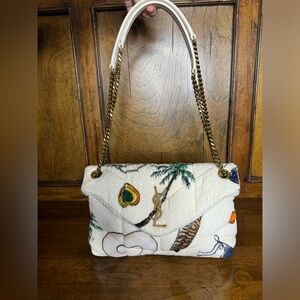 Lou Puffer Small YSL Shoulder Bag in Quilted Terry Cloth new with tags